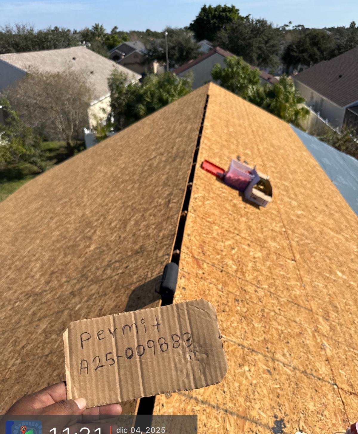 Fresh plywood decking installed and re-nailed to code before underlayment